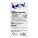 Back of Bowl Fresh product box with usage instructions, warnings, ingredients block and barcode clearly visible.