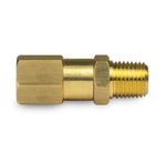 Top-down studio view of brass air hose connector showing male and female ends