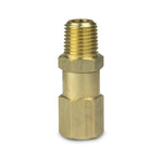 Close-up studio photo of brass male-threaded air hose connector fitting