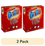 Two Brillo red product boxes side-by-side showing logo and soap pad images