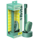 Brite by Scotch-Brite fillable dishwand with green scrubber shown in retail box and placed on matching drain-and-dry stand