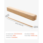 Bundled sharpened square wooden stakes with a single stake beside them and annotated 36 inch and 0.75 inch dimensions