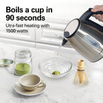Hamilton Beach 1.2L Electric Kettle, 1500 W, Electric Tea & Water Kettle with Auto Shut-Off, Boil-Dry Protection & Water Monitor, Stainless Steel – view 2