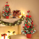 Jripae Tabletop Christmas Tree,16 inch Mini Artificial Pre-lit Christmas Tree with Battery Powered LED String Lights Christmas Decorations Indoor Xmas Office Home Decor – view 2