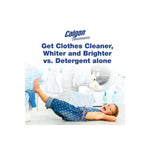 Lifestyle image with a child reclining on floor in front of laundry and headline claiming cleaner, whiter, brighter clothes