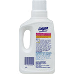 Rear view of Calgon water softener bottle showing back label, usage instructions and barcode