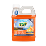 Orange Camco TST Max RV toilet treatment 32 fl oz jug with citrus label and carry handle on white background