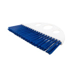 White handle section with blue bristles from Camco whisk broom isolated on white