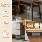 Lifestyle collage showing clear humane mouse trap placed under furniture and in household rooms