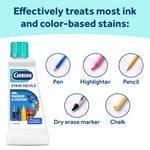 Carbona bottle with circular icons showing pen, highlighter, pencil, dry erase marker and chalk stain types