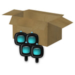 Open corrugated box with four Febreze Auto Unstopables vent-clip air fresheners displayed in front