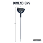 Casabella broom shown with dimension lines indicating 11" brush width and 53" overall length on white background