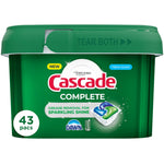 Green Cascade Complete tub with lid showing a dishwasher pod graphic and Dawn logo