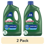 Two green Cascade Complete liquid gel detergent jugs with blue caps labeled fresh scent, shown as a 2 pack against white background