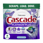Cascade Platinum Plus resealable pouch showing branding, product icons and mountain scent label
