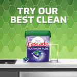 Promotional image of Cascade Platinum Plus tub on a countertop with glass and hexagonal green tile background
