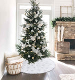 Ayieyill Christmas Tree Skirt, 48 Inches Faux Fur White Christmas Tree Skirt for Christmas Tree Decorations Xmas Tree Skirt (Snowflake) – view 3