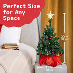 Prextex 22 Inch Tabletop Mini Christmas Tree Set with Warm-White LED Lights, Star Treetop and Hanging Ornaments for DIY Christmas Decorations – view 3