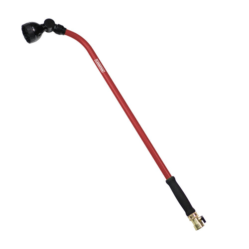 Red 30-inch Chapin watering wand with foam grip, adjustable nozzle head and brass hose connector