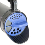 Rear nozzle and blue multi-hole adjustable dispenser on a Chapin hand spreader