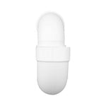 White PVC P-trap shown vertically with rounded trap and hub connection visible
