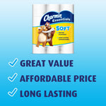 Single Charmin Essentials Soft pack image above text bullets reading 'Great value', 'Affordable price', and 'Long lasting'