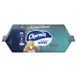 Isolated studio product shot of a Charmin flushable wipes pack labeled 80 flushable wipes on white background
