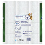 Back of Charmin Ultra Gentle package showing embossed paper pattern, product information panel and small mascot graphic.