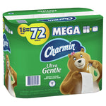 Green Charmin Ultra Gentle toilet paper mega pack showing mascot bear and product branding