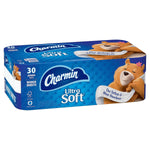 Charmin Ultra Soft bath tissue 30-jumbo-roll pack in blue packaging featuring the Charmin logo and bear mascot