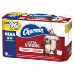 Packaged Charmin Ultra Strong mega rolls with bear mascots and prominent Charmin logo