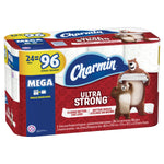 Perspective view of Charmin Ultra Strong packaging featuring bears and mega-roll labeling