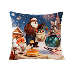 chaungfeng Christmas Decorations, Print Christmas Pillow Covers 18" x 18", with 8 Cute Patterns, Throw Pillow Covers for Home Christmas Decor, Soft Linen Material