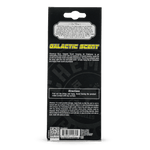 Back of Chemical Guys Galactic Scent hanging air freshener packaging showing product description, directions and branding on black card.
