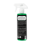 Rear view of a Chemical Guys New Car Smell spray bottle showing product text and barcode on the label
