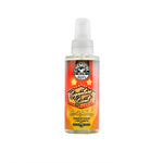 Chemical Guys Signature Scent air freshener spray bottle with orange label on white