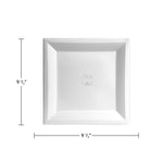 White Chinet square dinner plate on a plain white background with 9½" vertical and horizontal dimension lines shown.