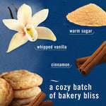 Close-up ingredient-style collage showing vanilla flower, sugar, cinnamon and cookies for scent profile