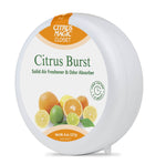 Angled side view of a Citrus Magic Closet Citrus Burst white plastic solid air freshener canister