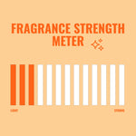Fragrance strength meter graphic showing a light scent level with three orange bars highlighted