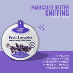Citrus Magic Closet fresh lavender product shown on a purple background with badges and text calling out vegan and cruelty-free
