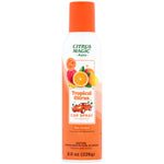 Citrus Magic Tropical Citrus car spray air freshener with orange cap and citrus fruit artwork on a white background