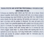 Cropped directions panel showing usage instructions for Clean Shot Crystal Drain Opener in black text