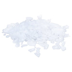 Pile of white crystalline flakes on a white background, likely the drain opener crystals