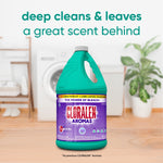Cloralen Aromas lavender-scent bleach jug staged in a laundry room scene with headline text about deep cleans
