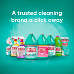 Product lineup graphic showing multiple CLORALEN cleaning products arranged on a teal background with headline 'A trusted cleaning brand a click away'