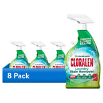 Eight-pack presentation of Cloralen laundry stain remover sprays with a large foreground bottle and blue '8 Pack' label