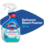 Clorox Bathroom Bleach Foamer spray bottle with Ocean Mist label and stylized product name graphic