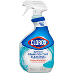 Clorox Bathroom Stain-Fighting Bleach Gel spray bottle showing label artwork and white trigger
