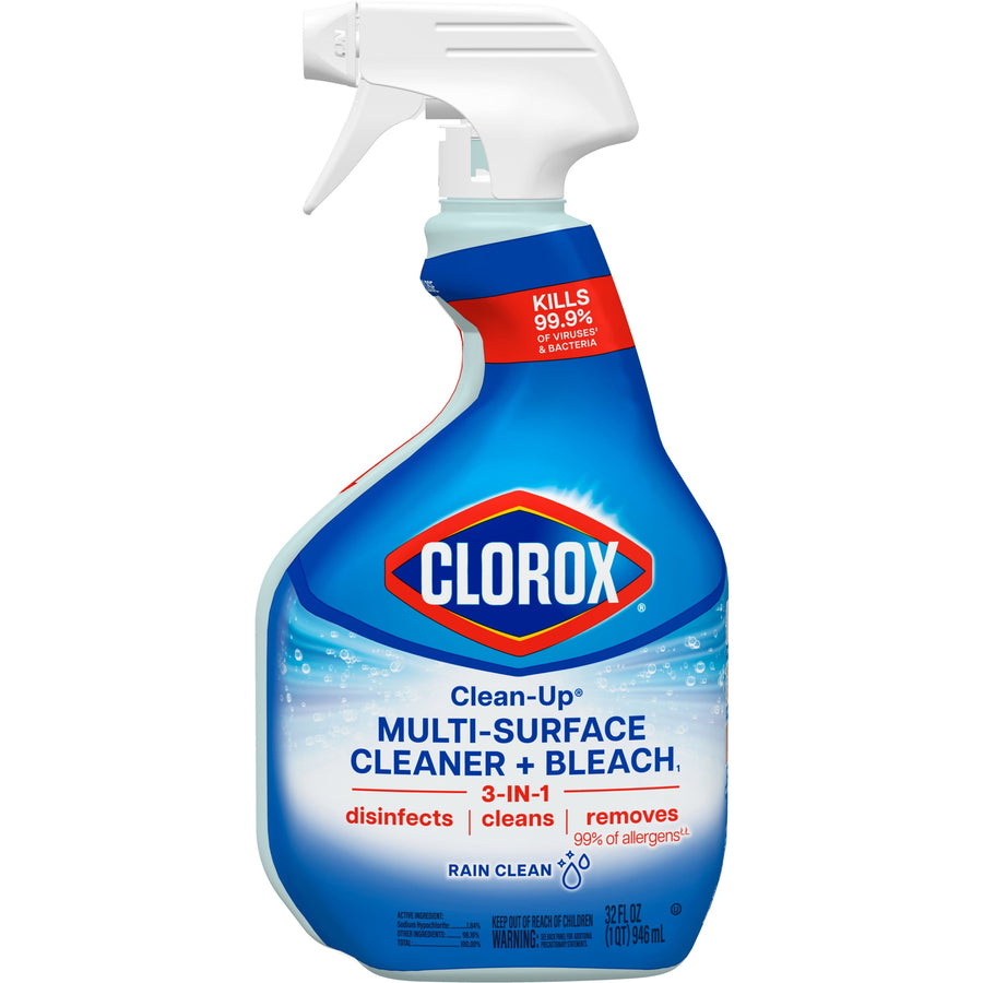 Clorox Clean-Up multi-surface cleaner spray bottle showing brand logo and product copy on a white background.